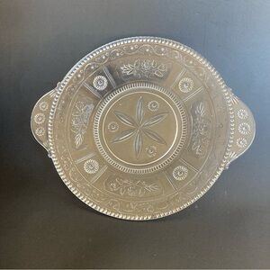 Vintage Early American Pattern Glass Clear Glass Bread Tray Serving Platter
